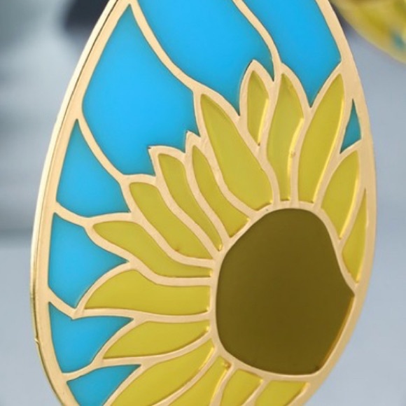 NEW Boutique Sunflower Stained Glass Turquoise Blue Bohemian Hippy Boho - Picture 2 of 2